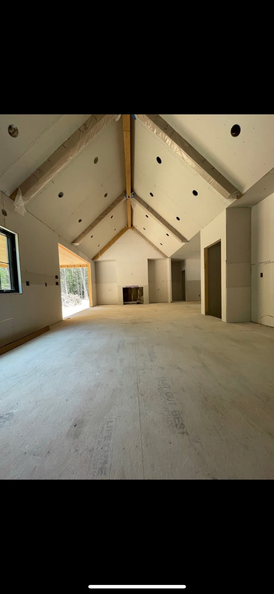 Cathedral ceiling drywall hung and finished in Dover, NH